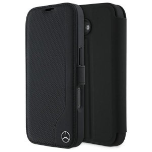 Mercedes MEBKP16S23RBGVK iPhone 16 6.1  czarny/black bookcase Leather Wood Imitation