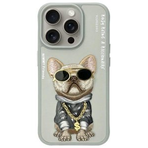Nimmy etui iPhone 15 Pro Max 6.7        szary/gray Glasses Cool Dog
