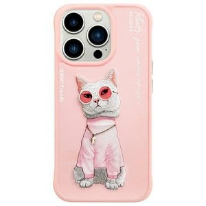 Nimmy etui iPhone 15 Pro Max 6.7        różowy/pink Glasses Cool Cat
