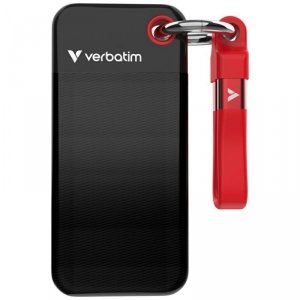 Dysk Zewnętrzny Verbatim Pocket SSD 2TB  - brelok do kluczy z kablem USB-C 3.2 gen.2 czarno-czerwony/black-red 32196