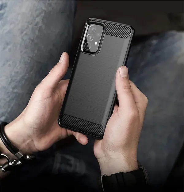 Carbon Case elastyczne etui pokrowiec Samsung Galaxy A72 4G/5G czarny