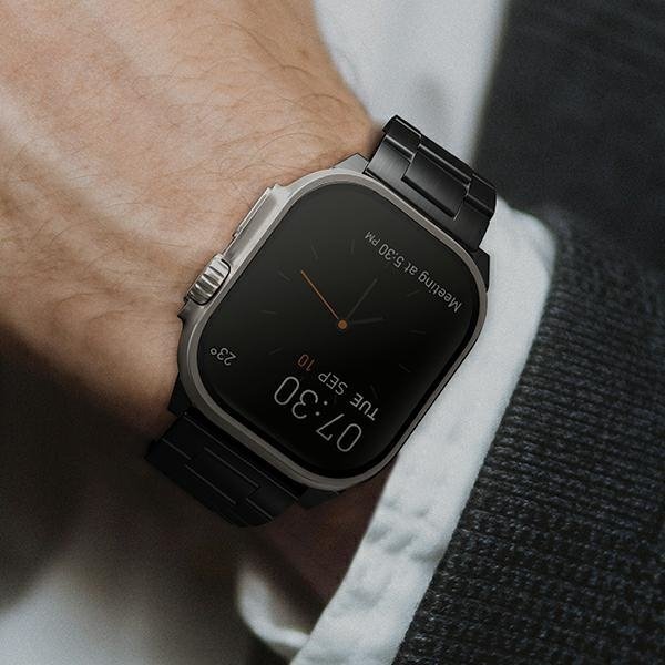 UNIQ pasek Osta Apple Watch 42/44/45/ 49mm Series 1/2/3/4/5/6/7/8/9/10/SE/SE2/Ultra/Ultra 2 Stainless Steel czarny/midnight b