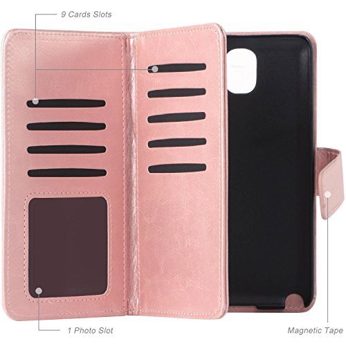 FYY Samsung Galaxy NOTE 3 - Etui book case ze smyczką i miejscem na 9 kart (pink)