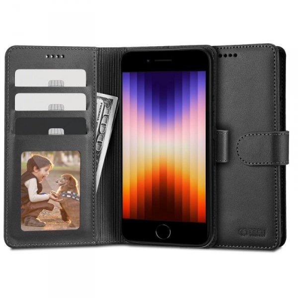 OTWIERANE KSIĄŻKOWE ETUI FUTERAŁ TECH-PROTECT  WALLET IPHONE 7 / 8 / SE 2020 / 2022 BLACK
