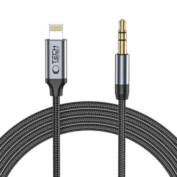 TECH-PROTECT ULTRABOOST LIGHTNING TO AUX MINI JACK 3.5MM KABEL  100CM BLACK
