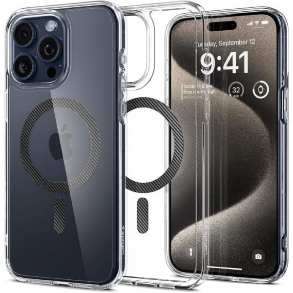 ETUI SPIGEN  ULTRA HYBRID MAG MAGSAFE IPHONE 15 PRO MAX CARBON FIBER