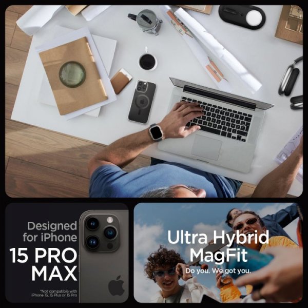 ETUI SPIGEN  ULTRA HYBRID MAG MAGSAFE IPHONE 15 PRO MAX CARBON FIBER