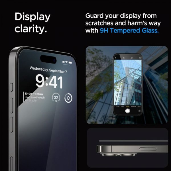 SZKŁO HARTOWANE SPIGEN GLAS.TR ”EZ FIT” FC IPHONE 15 PRO MAX BLACK