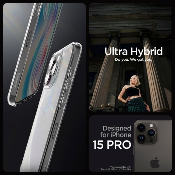 ETUI SPIGEN  ULTRA HYBRID IPHONE 15 PRO FROST CLEAR