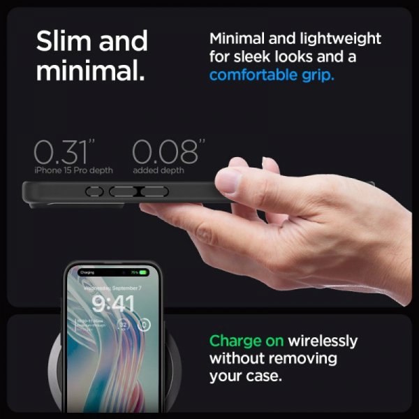 ETUI SPIGEN  ULTRA HYBRID IPHONE 15 PRO MATTE BLACK