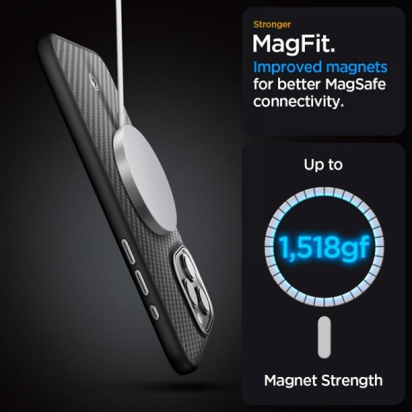 ETUI SPIGEN  ENZO ARAMID MAG MAGSAFE IPHONE 15 PRO MAX MATTE BLACK