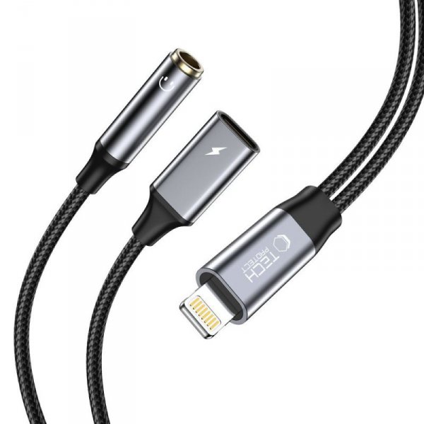 TECH-PROTECT ULTRABOOST KABEL  ADAPTER LIGHTNING TO MINI JACK 3.5MM & LIGHTNING BLACK