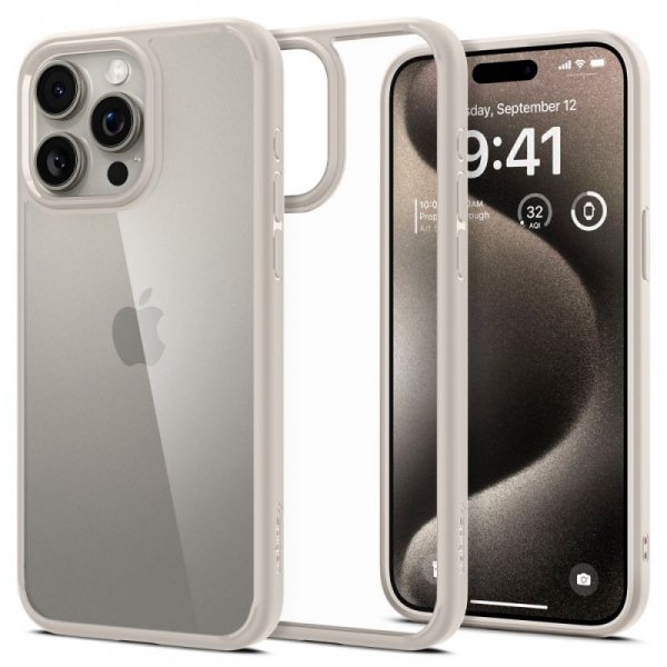 ETUI SPIGEN  ULTRA HYBRID IPHONE 15 PRO NATURAL TITANIUM