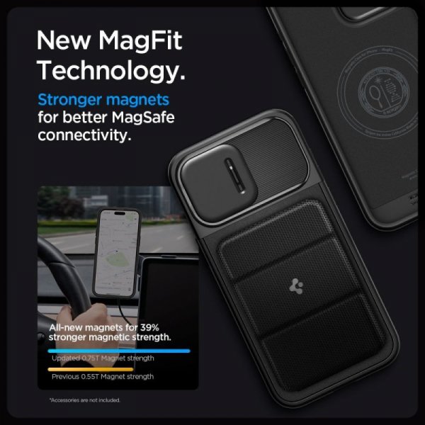 ETUI SPIGEN  OPTIK ARMOR MAG MAGSAFE IPHONE 15 PRO BLACK