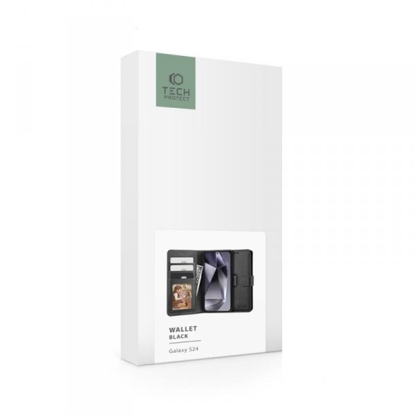 OTWIERANE KSIĄŻKOWE ETUI FUTERAŁ TECH-PROTECT  WALLET SAMSUNG GALAXY S24 BLACK