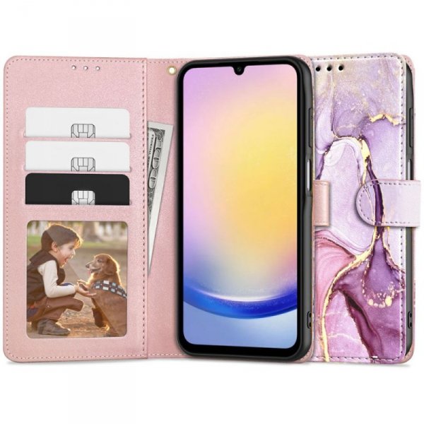 OTWIERANE KSIĄŻKOWE ETUI FUTERAŁ TECH-PROTECT  WALLET SAMSUNG GALAXY A25 5G MARBLE