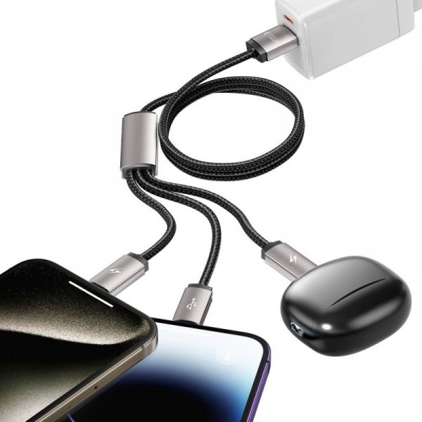 TECH-PROTECT ULTRABOOST 3IN1 LIGHTNING & TYPE-C & MICRO-USB KABEL  3.5A 100CM GREY