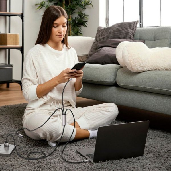 TECH-PROTECT ULTRABOOST 3IN1 LIGHTNING & TYPE-C & MICRO-USB KABEL  3.5A 100CM GREY
