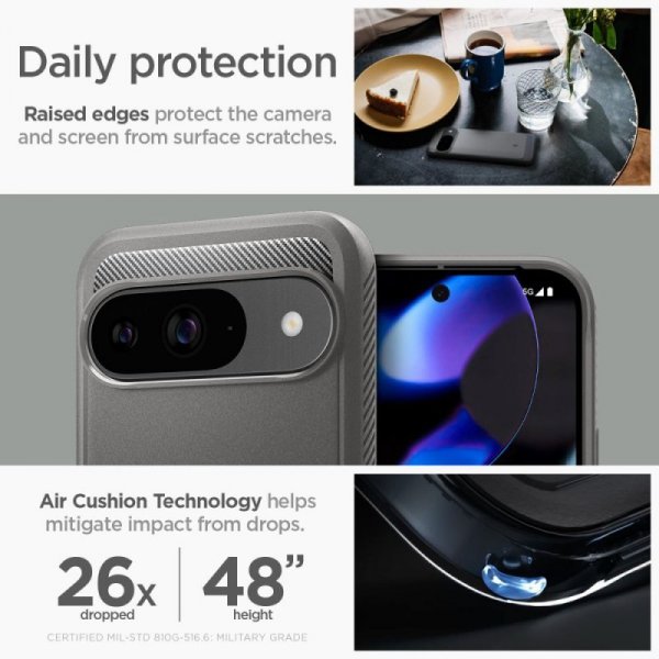ETUI SPIGEN  RUGGED ARMOR GOOGLE PIXEL 9 / 9 PRO MARBLE GREY