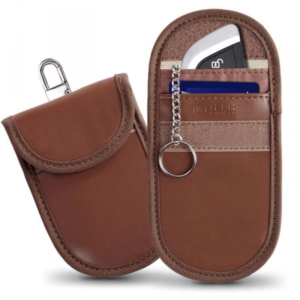 KLATKA FARADAYA ETUI TECH-PROTECT  KLR100 POUCH KEYLESS RFID SIGNAL BLOCKER CASE ESPRESSO