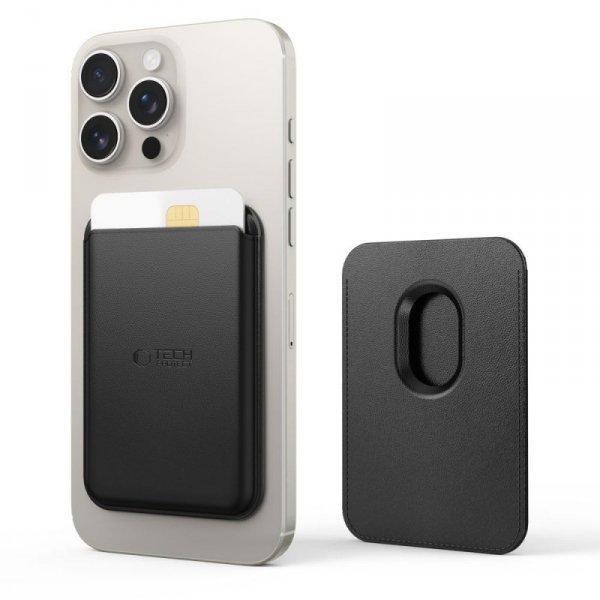 OTWIERANE KSIĄŻKOWE ETUI FUTERAŁ TECH-PROTECT  MAGWALLET MAGSAFE UNIVERSAL MAGNETIC CARD HOLDER BLACK