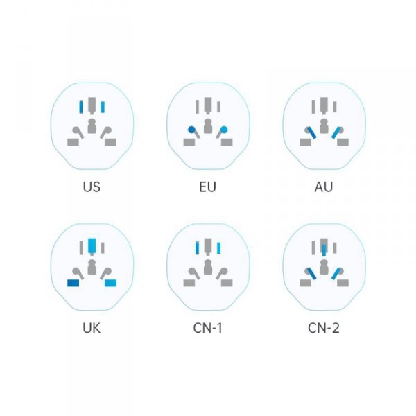 TECH-PROTECT UNIVERSAL TRAVEL ADAPTER FROM EU WHITE