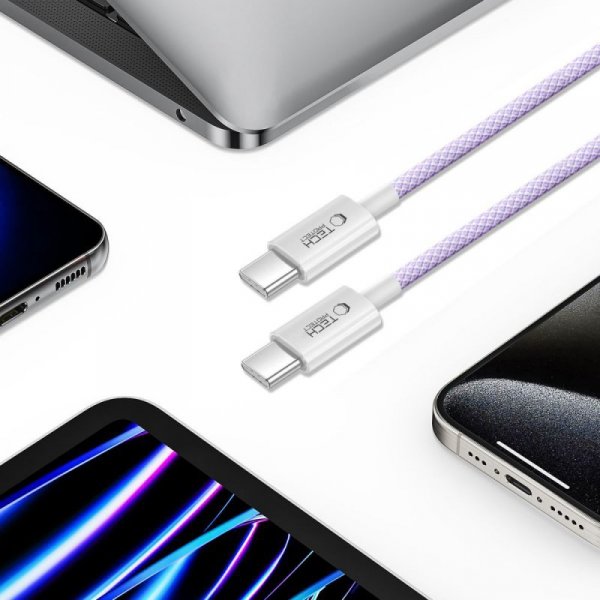 TECH-PROTECT ULTRABOOST LITE TYPE-C KABEL  PD60W/3A 100CM MAUVE