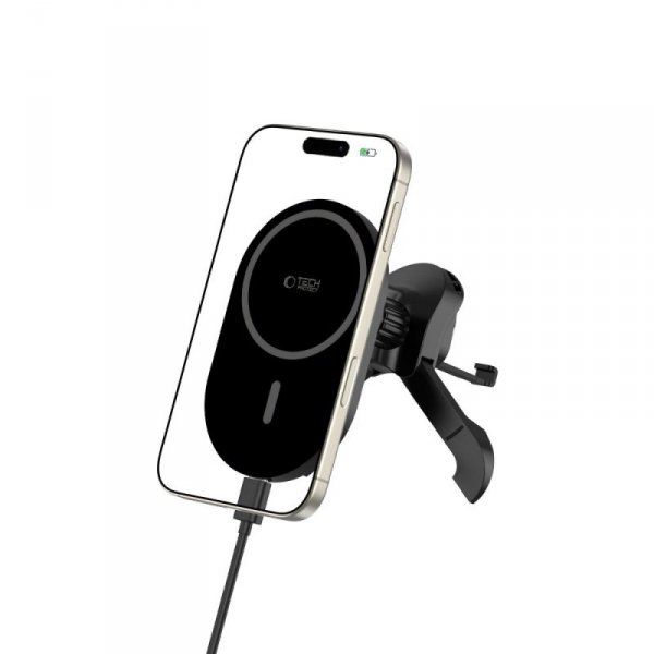 TECH-PROTECT MM15W-V6 MAGNETIC MAGSAFE STABLE VENT CAR MOUNT WIRELESS CHARGER 15W BLACK/BLACK