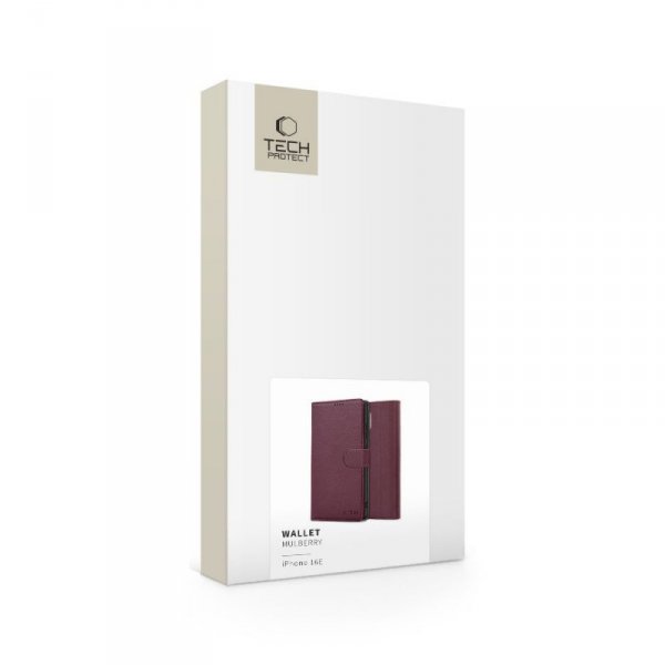 OTWIERANE KSIĄŻKOWE ETUI FUTERAŁ TECH-PROTECT  WALLET IPHONE SE 4 2025 MULBERRY