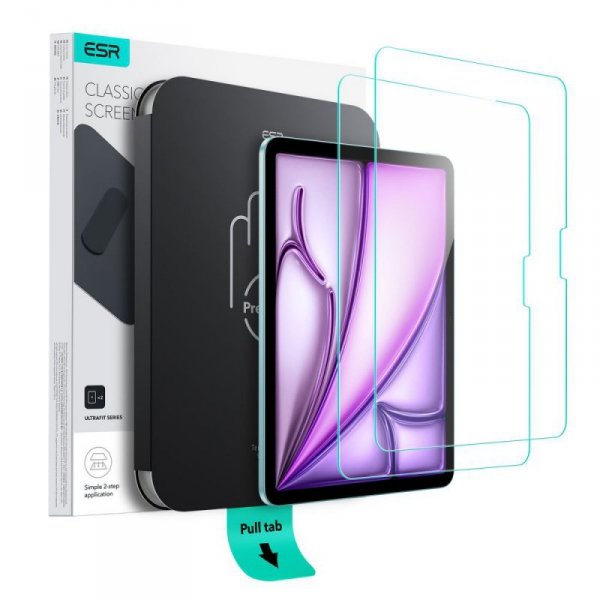SZKŁO HARTOWANE ESR ULTRAFIT TEMPERED GLASS 2-PACK IPAD AIR 13” 1 / 2 / 2024-2025 CLEAR