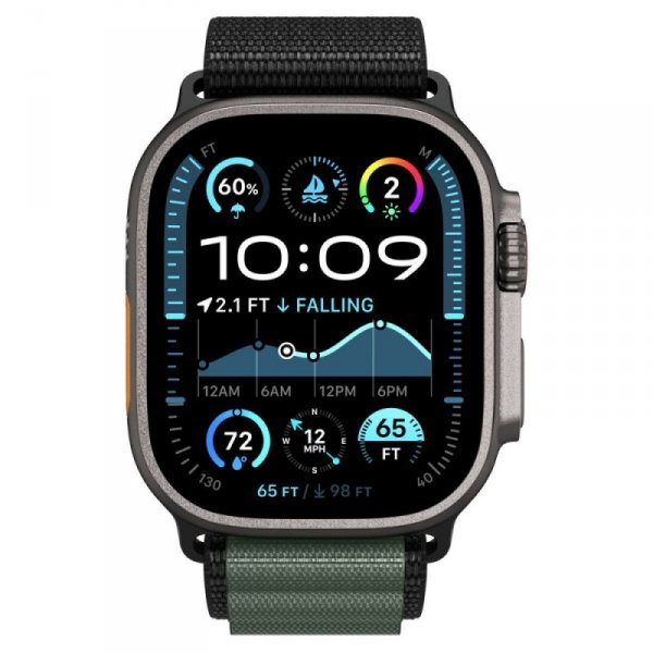 Spigen WBF1 Pasek tkaninowy / opaska materiałowa Apple Watch Ultra 49 mm | Series 11/10 46 mm | 9/8/7/SE 45/44 mm – Czarno-zielony