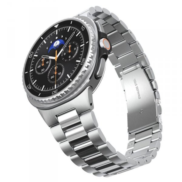 Spigen Modern Fit 316L Bransoleta stalowa Samsung Galaxy Watch 8 / Watch 8 Classic 40mm 44mm 46mm Srebrna