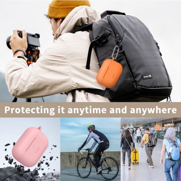 Etui Silikonowe z Karabińczykiem Tech-Protect Silicone Hook do AirPods Pro 3 Dusty Pink (Pudrowy Róż)