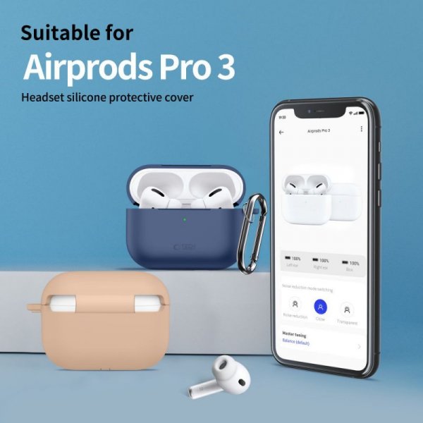Etui Silikonowe z Karabińczykiem Tech-Protect Silicone Hook do AirPods Pro 3 Baby Blue