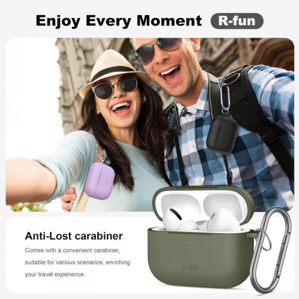 Etui Silikonowe z Karabińczykiem Tech-Protect Silicone Hook do AirPods Pro 3 Baby Blue