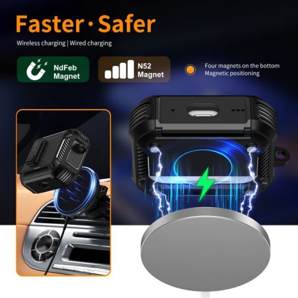 Etui Magnetyczne Tech-Protect Carbonox MagSafe do AirPods Pro 3 Black (Czarny)