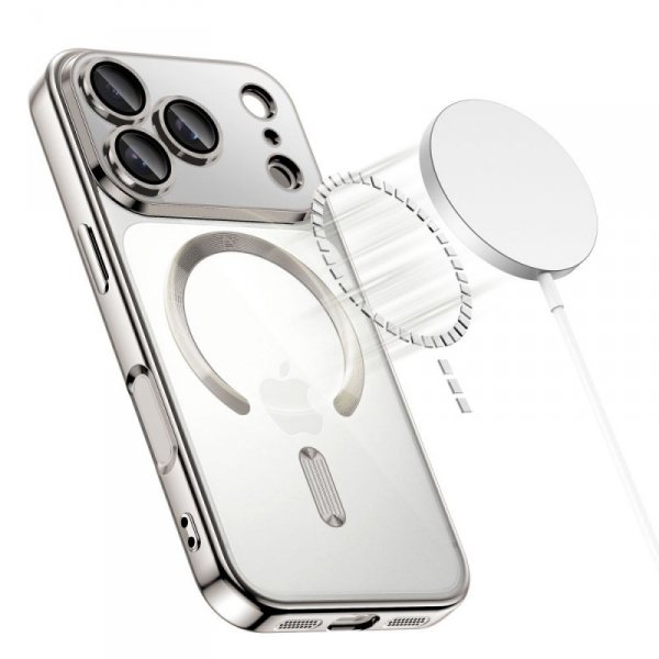 Tech-Protect MagFlex MagSafe do iPhone 17 Pro Max – Błyszczące Etui Hybrydowe – Shiny Silver