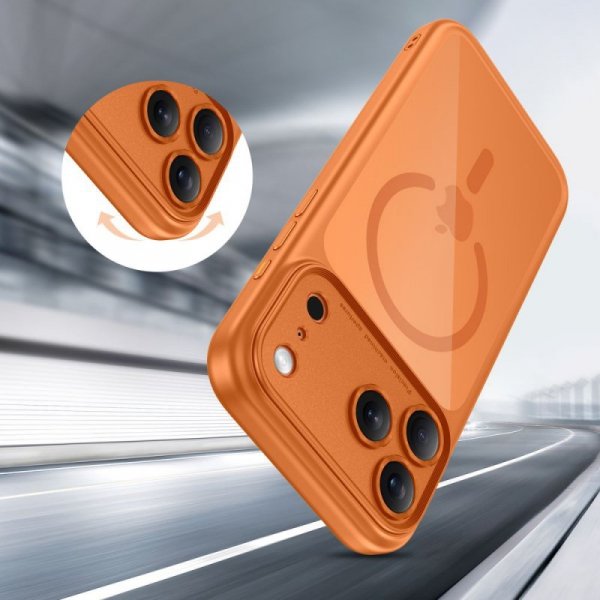 Tech-Protect MagPeak MagSafe CC – Hybrydowe Etui do iPhone 17 Pro Max – Pomarańczowe/Przezroczyste