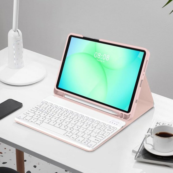 Etui z Klawiaturą Bluetooth i Miejscem na Rysik do Samsung Galaxy Tab A9 8.7 - Różowe