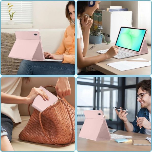 Etui z Klawiaturą Bluetooth i Miejscem na Rysik do Samsung Galaxy Tab A9 8.7 - Różowe