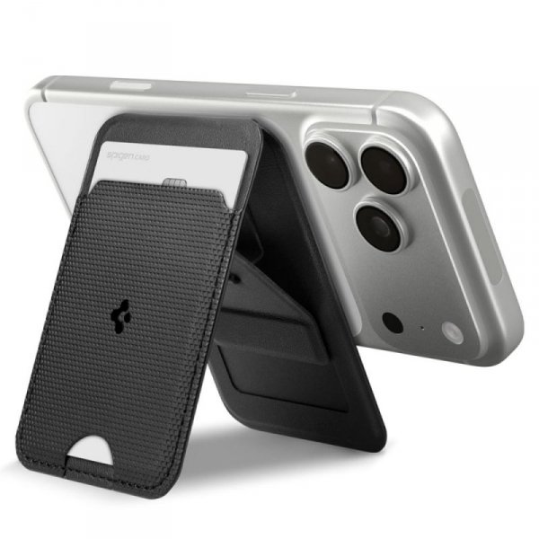 Portfel MagSafe Spigen S314-1 Slim Fold – Podstawka i Tripod do Telefonu – Czarny