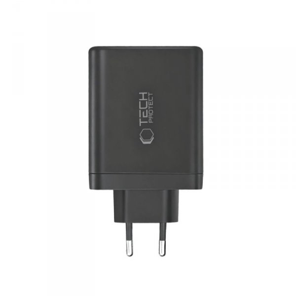 Szybka Ładowarka Sieciowa Tech-Protect PD 120W / QC3.0 4-Port PD 120W do MacBook / Samsung Black
