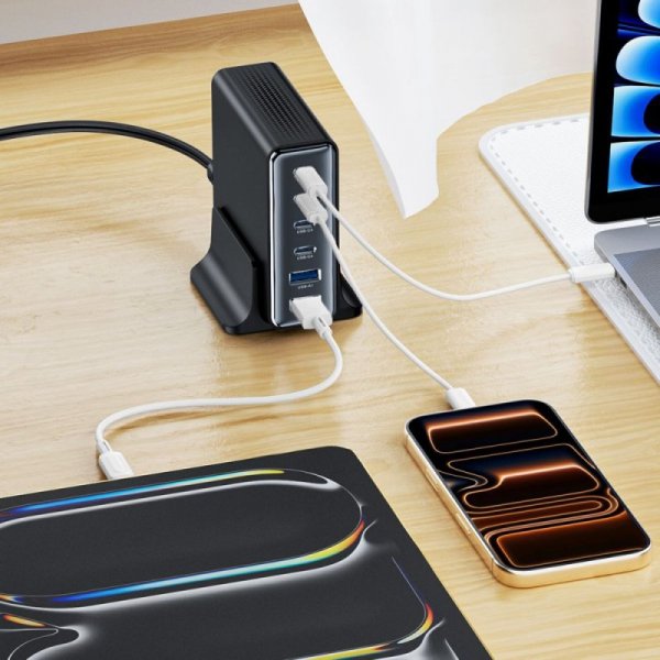 Ładowarka Biurkowa Tech-Protect DC160W-GAN Mocna Stacja Ładująca 6-Port PD 160W Black