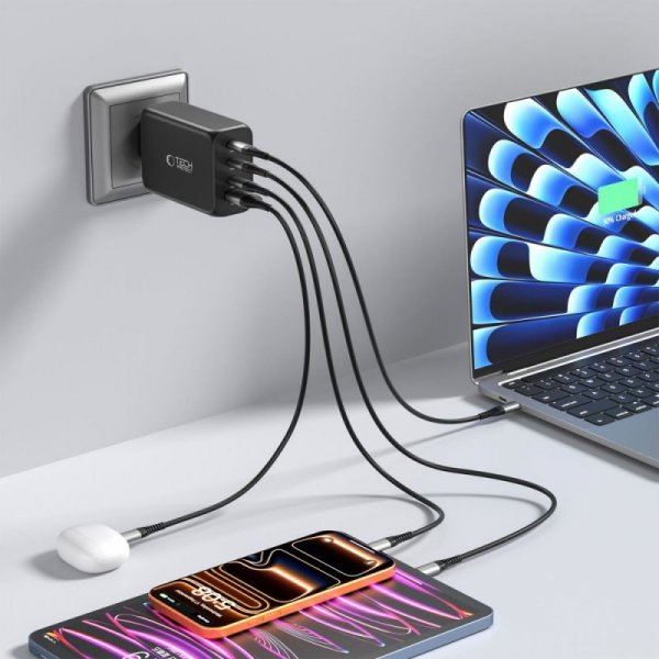 Ładowarka Sieciowa Tech-Protect NC240W-GaN 4-Port PD 240W QC3.0 Black