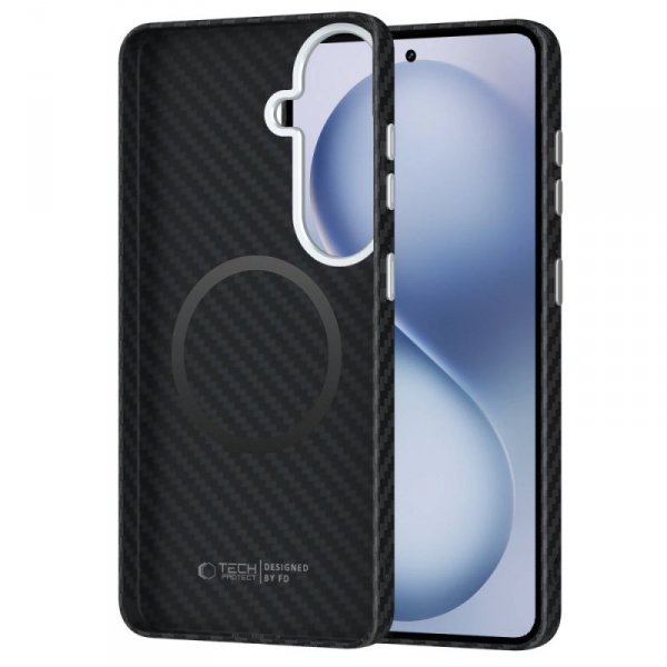 Etui Karbonowe MagSafe do Galaxy S26 Carbon Case Czarno-Srebrne