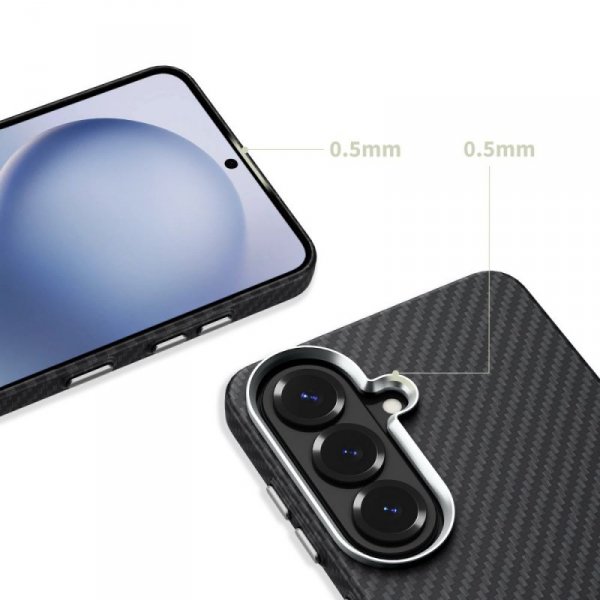 Etui Karbonowe MagSafe do Galaxy S26 Carbon Case Czarno-Srebrne