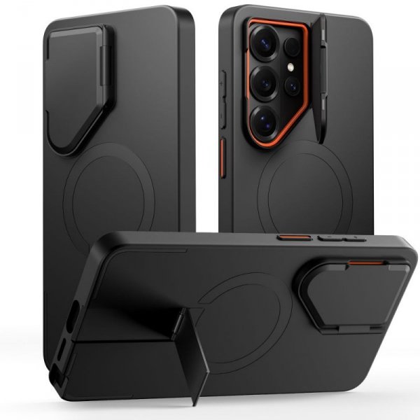 Etui pancerne Tech-Protect Kevlar Aura do Samsung Galaxy S26 Ultra – MagSafe – Black/Orange