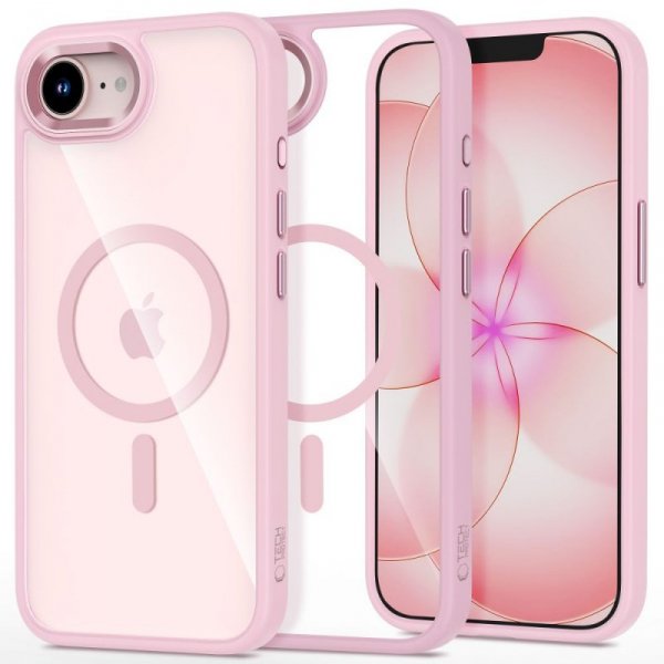 Etui Tech-Protect MagMat MagSafe do iPhone 16e / iPhone 17e Soft Pink/Clear
