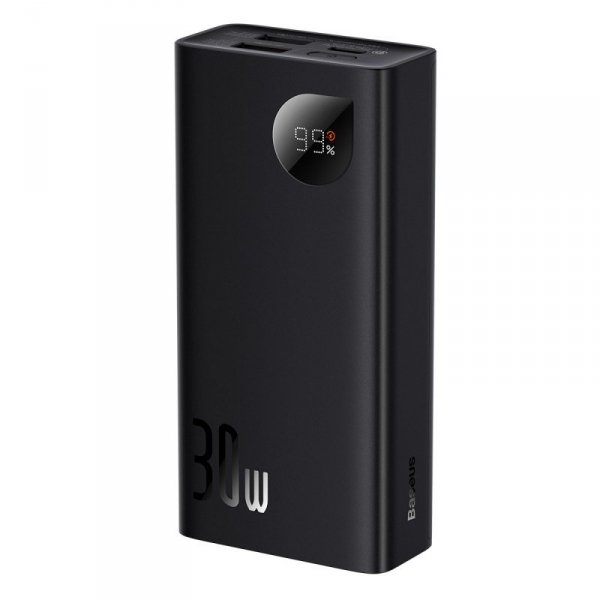 Baseus Adaman2 powerbank z wyświetlaczem cyfrowym 10000mAh 30W 2 x USB / 1x USB Typ C Overseas Edition PD QC SCP czarny (PPAD040