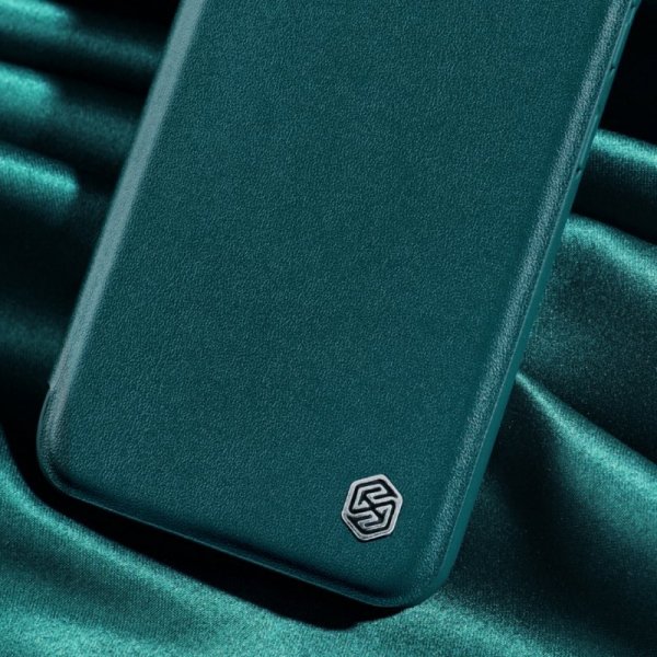 Nillkin Qin Cloth Pro Case etui do Samsung Galaxy S22 osłona na aparat kabura pokrowiec obudowa z klapką niebieski